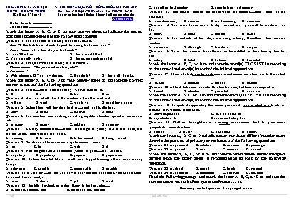 Đề thi THPT Quốc gia môn Tiếng Anh năm 2019 - Mã đề 415 - Bộ giáo dục và đào tạo (Có đáp án)